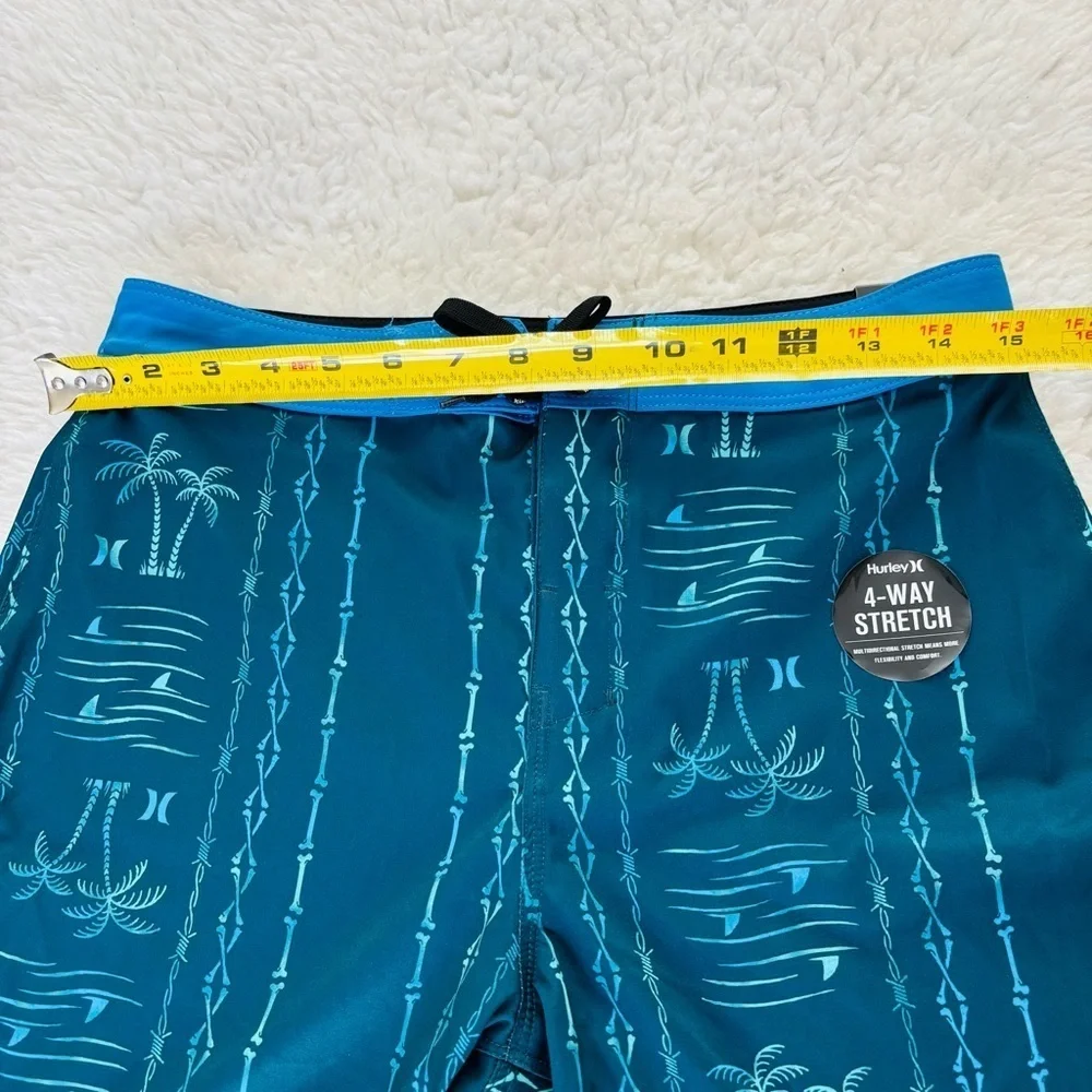 Hurley Blue Swim Shorts with Hieroglyphic Pattern size 16/28